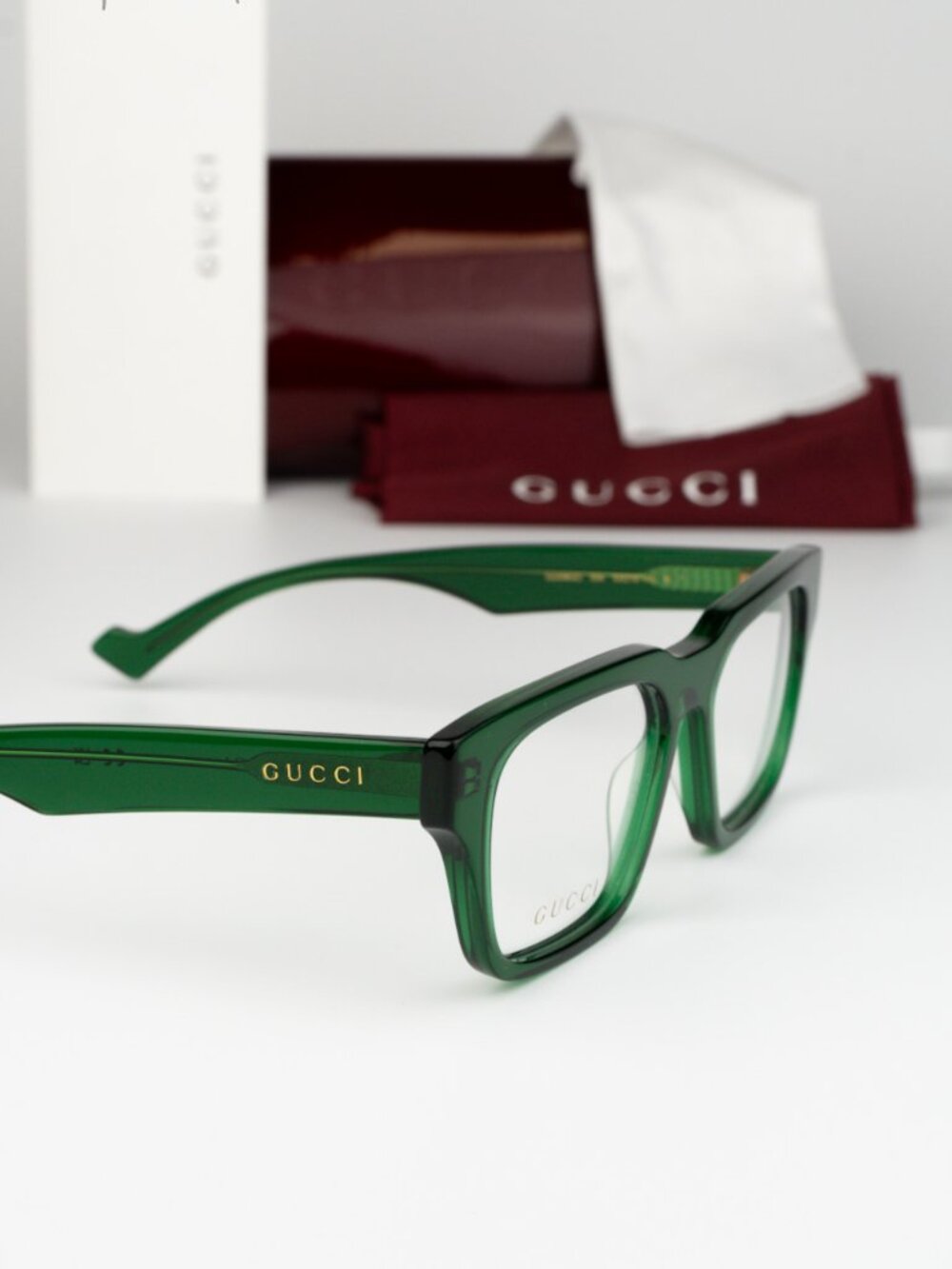 Gucci Men Eyeglasses Transparent Green Demo Square GG0963O 004 NEW AUTHENTIC - Picture 3 of 8